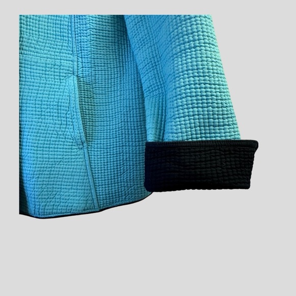 Women’s Jacket L Quilted Reversible Navy Blue Turquoise - Picture 10 of 14